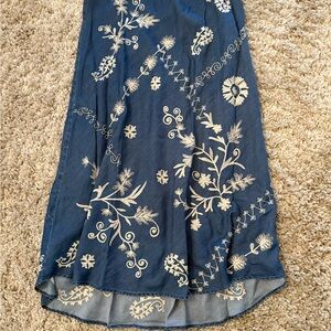 Johnny Was Blue Embellished A-line Midi Skirt Resort Wear
